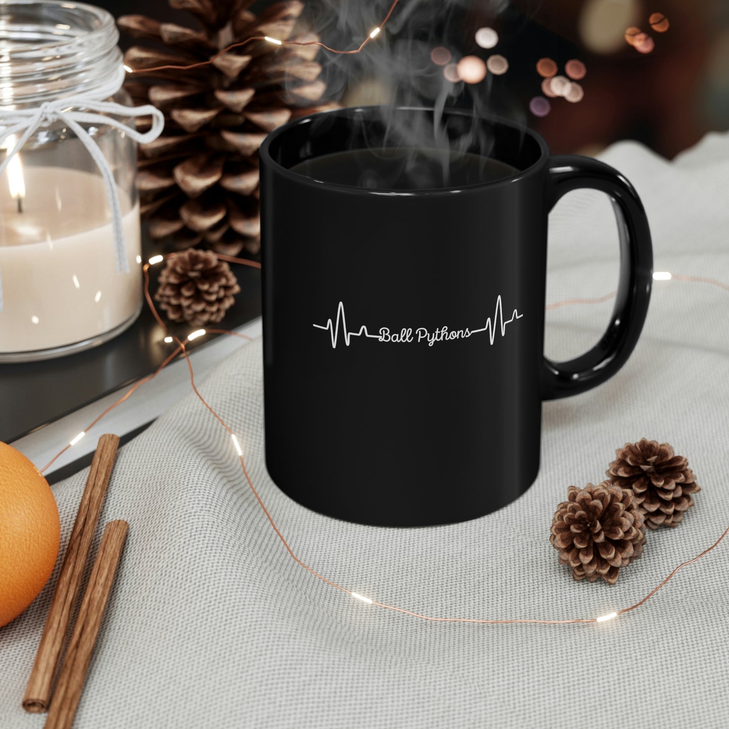 Ball Python Love 11 oz Black Mug