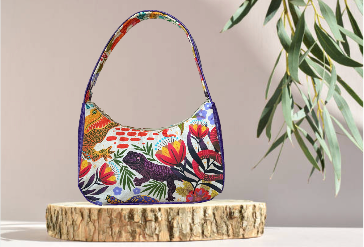 Purple Gecko Baguette Classic Style Shoulder Bag
