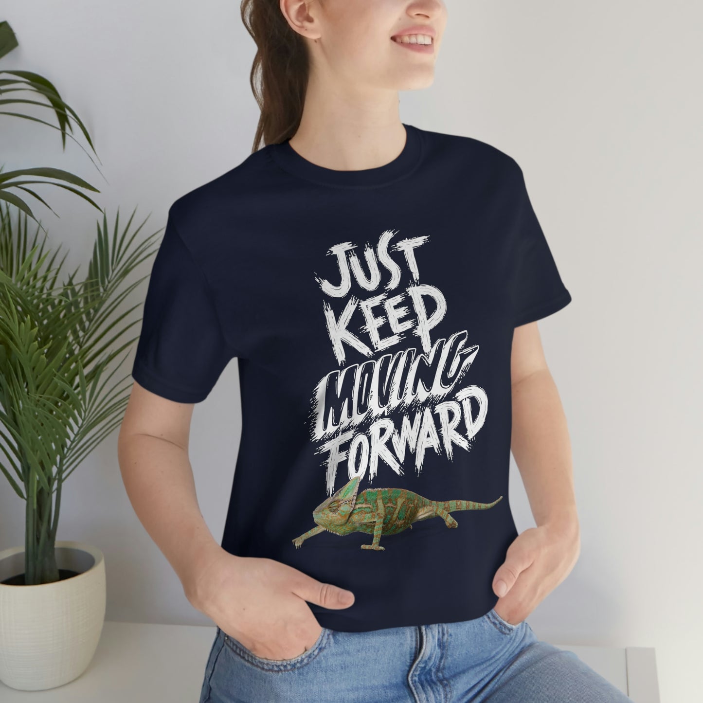 Just Keep Moving Forward Veiled Chameleon T shirt