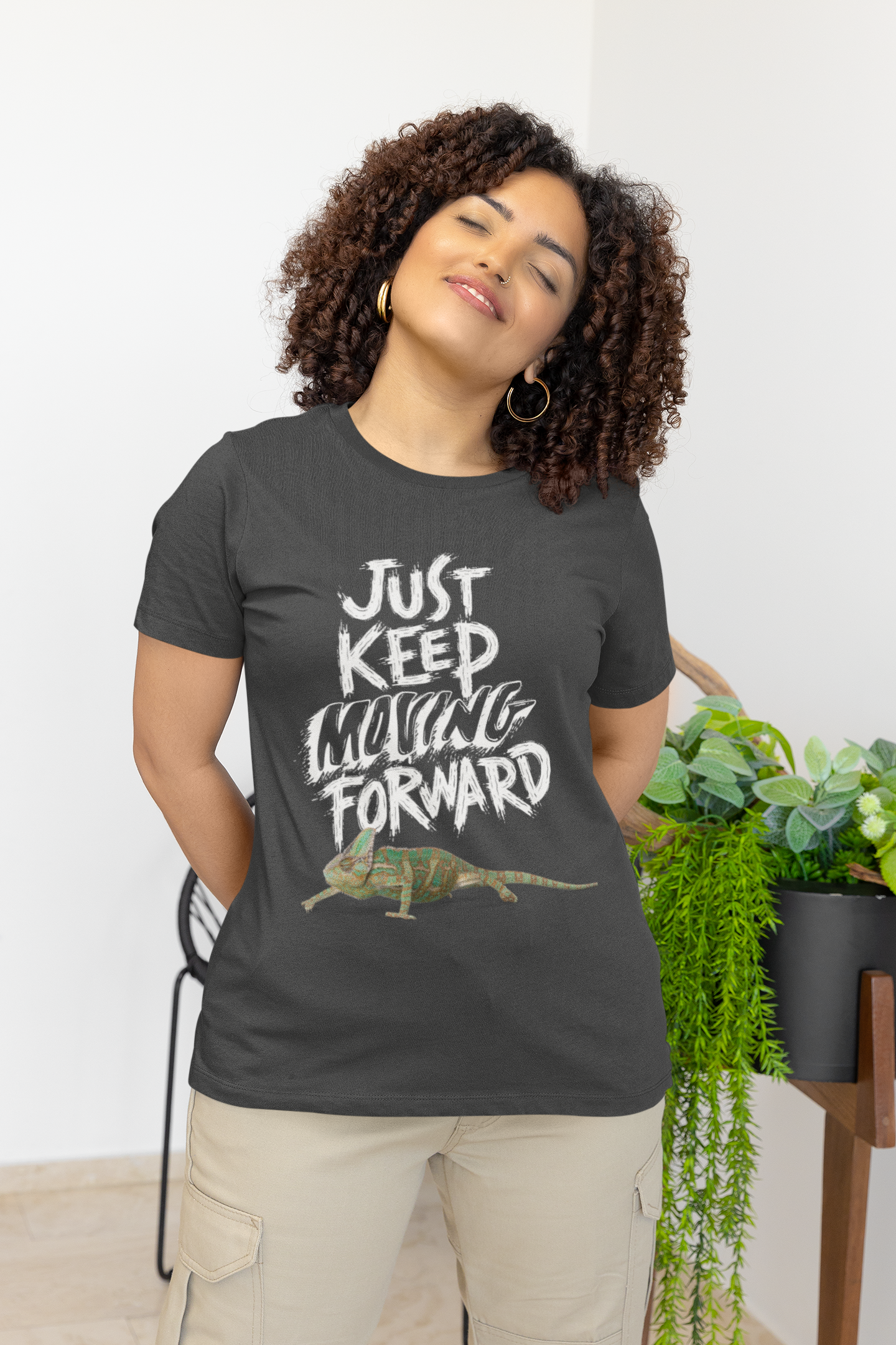 Just Keep Moving Forward Veiled Chameleon T shirt